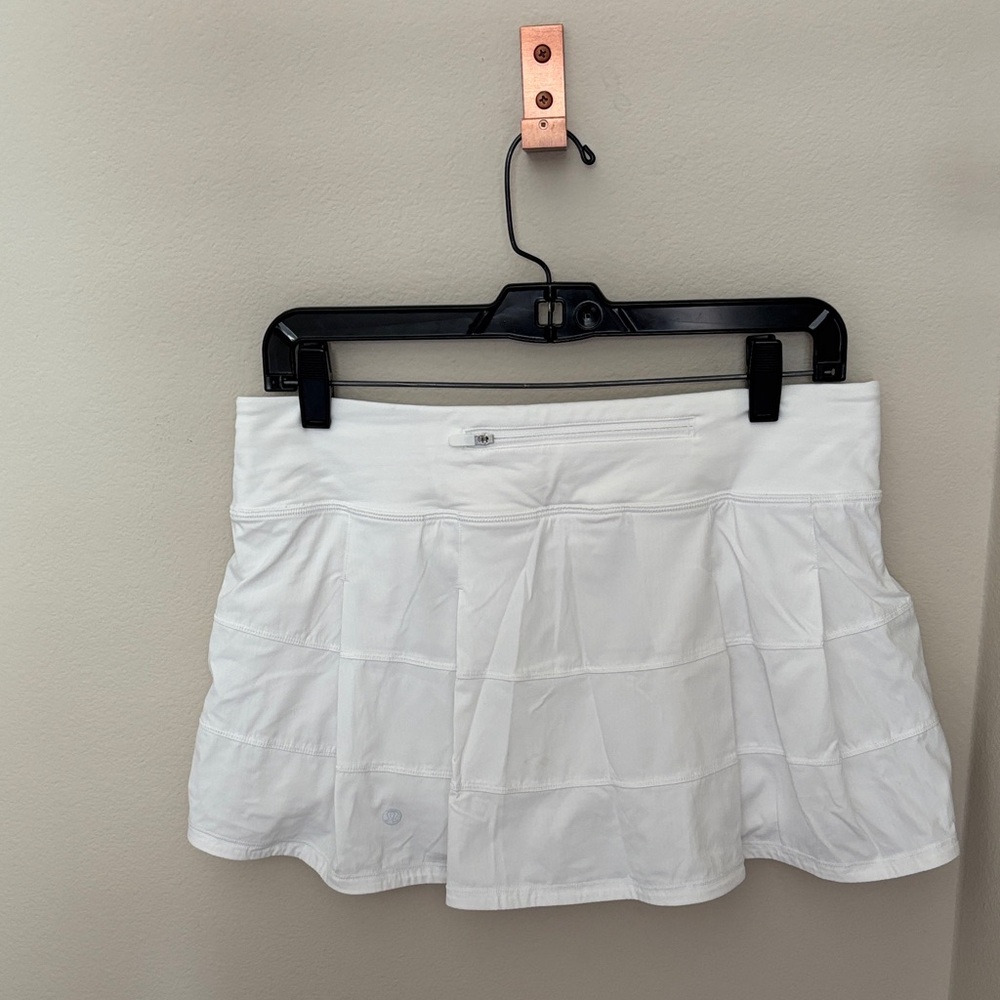 White Lululemon Tennis Skirt with Pleated Panels